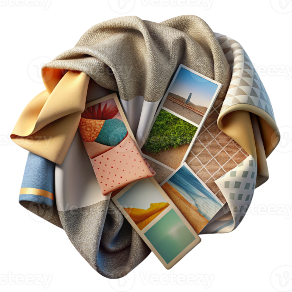 elegant traditional Photo Blanket Collage Design Transparent Background genuine png