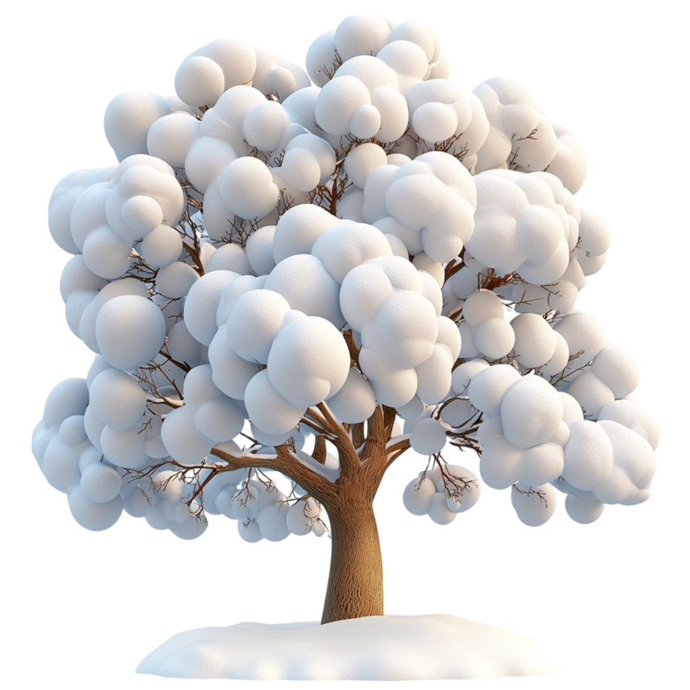 Snowcovered tree fluffy white branches sting in winter scenery png