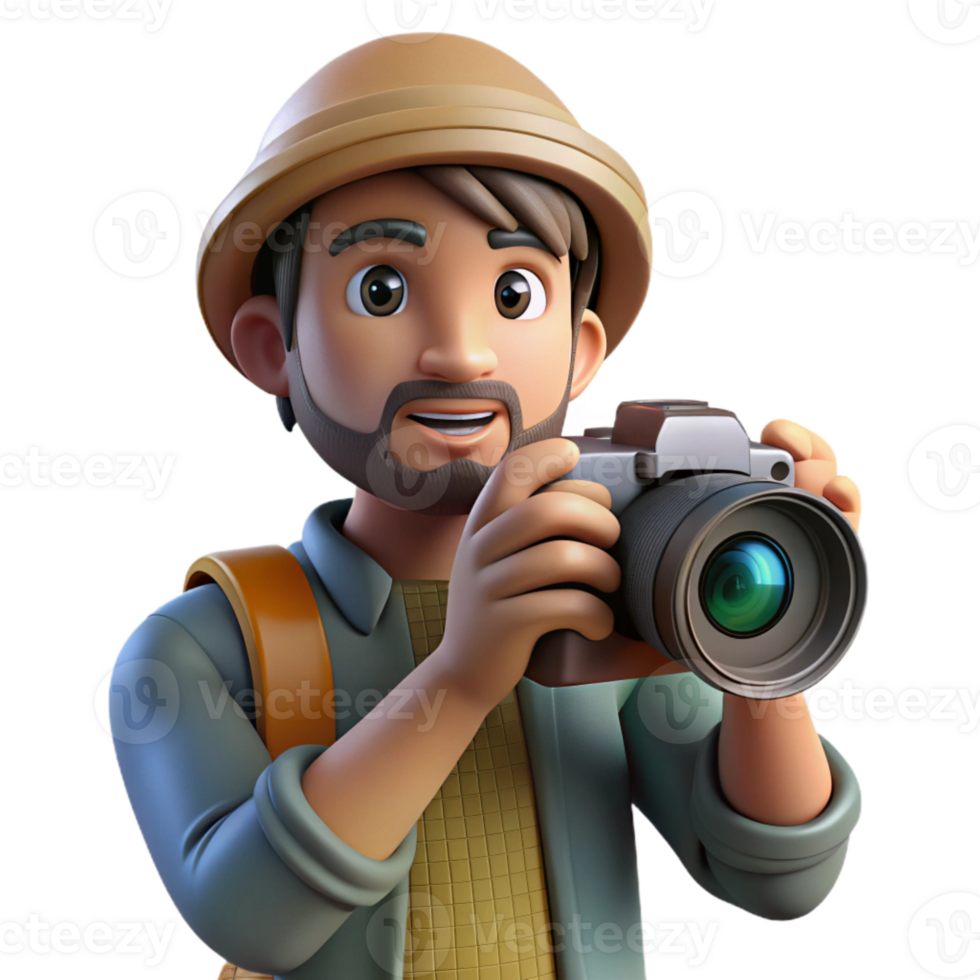 stunning traditional Photographer Adjusting Camera Settings Transparent Background professional png