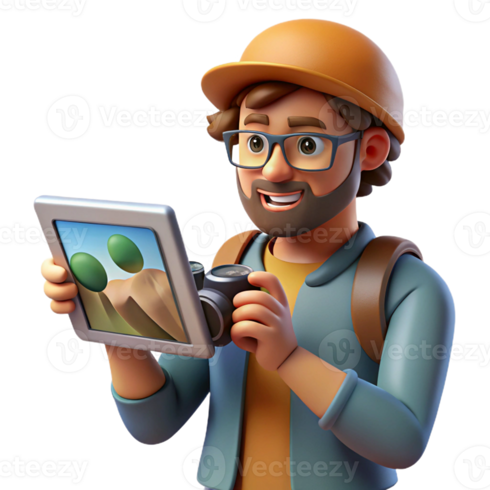 beautiful modern Photographer Editing Photos on Laptop Isolated original png