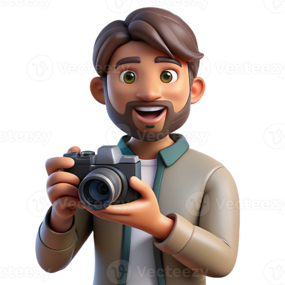 beautiful modern Photographer Holding Camera Transparent Background genuine png