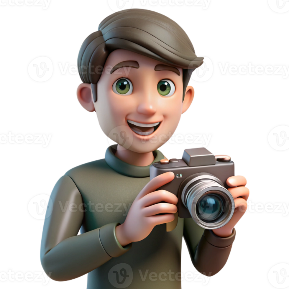 wonderful vintage Photographer Holding Camera Transparent Background authentic png