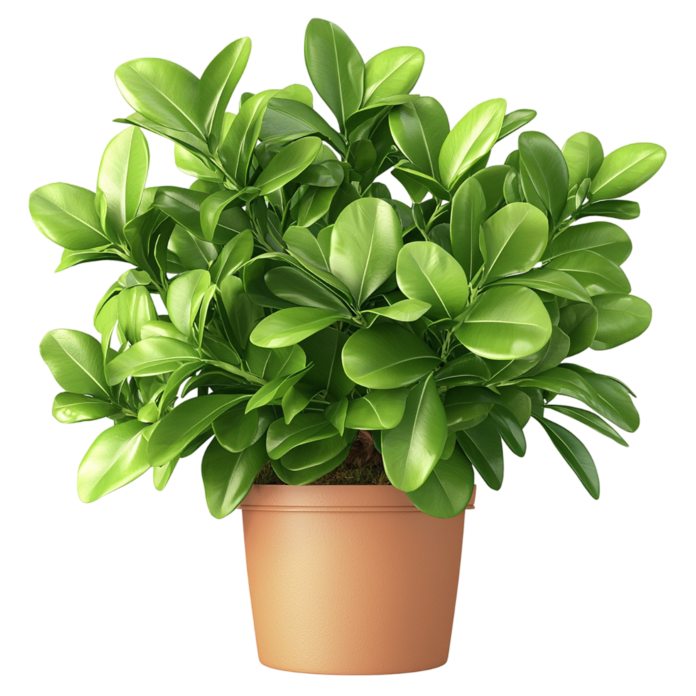 Lush vibrant green potted plant healthy leaves stems png