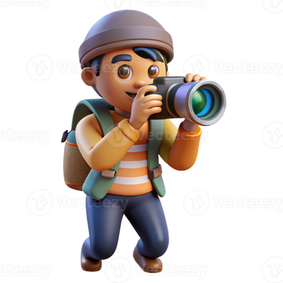 vibrant contemporary Photographer in Action Cutout Transparent Background authentic png