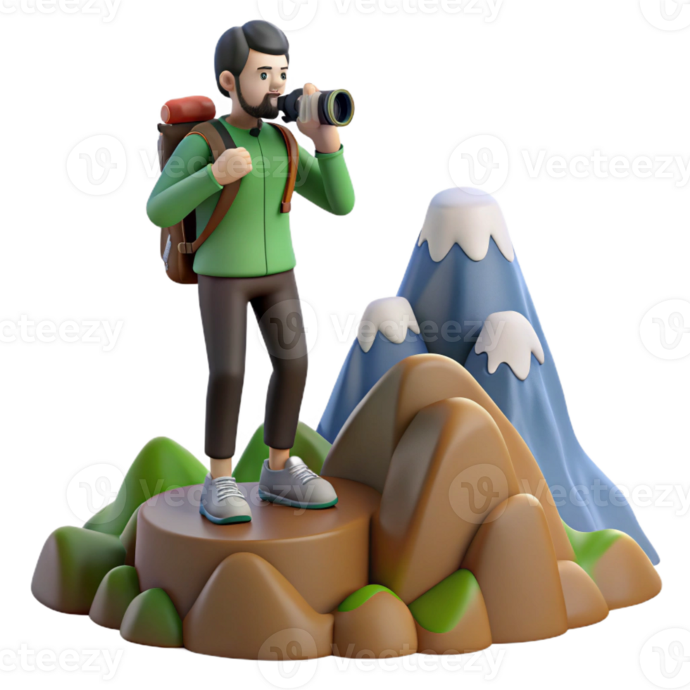 elegant classic Photographer on Mountain Top with Panorama View Cutout exclusive png