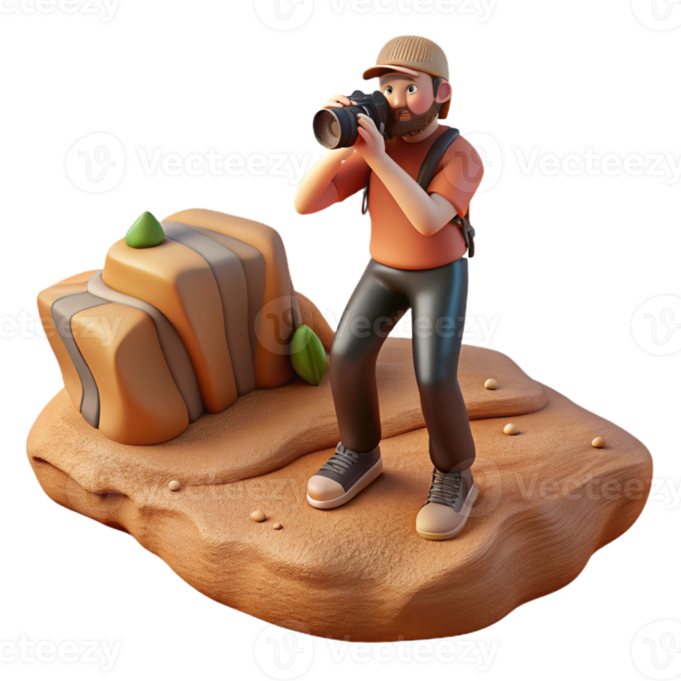 dramatic creative Photographer on Rock Formation with Desert View Cutout detailed png