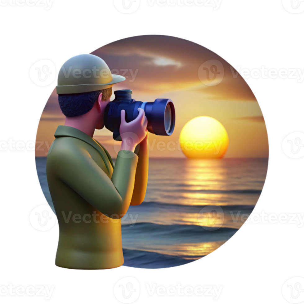 vibrant classic Photographer Silhouette at Sunrise Over Mountains Isolated png