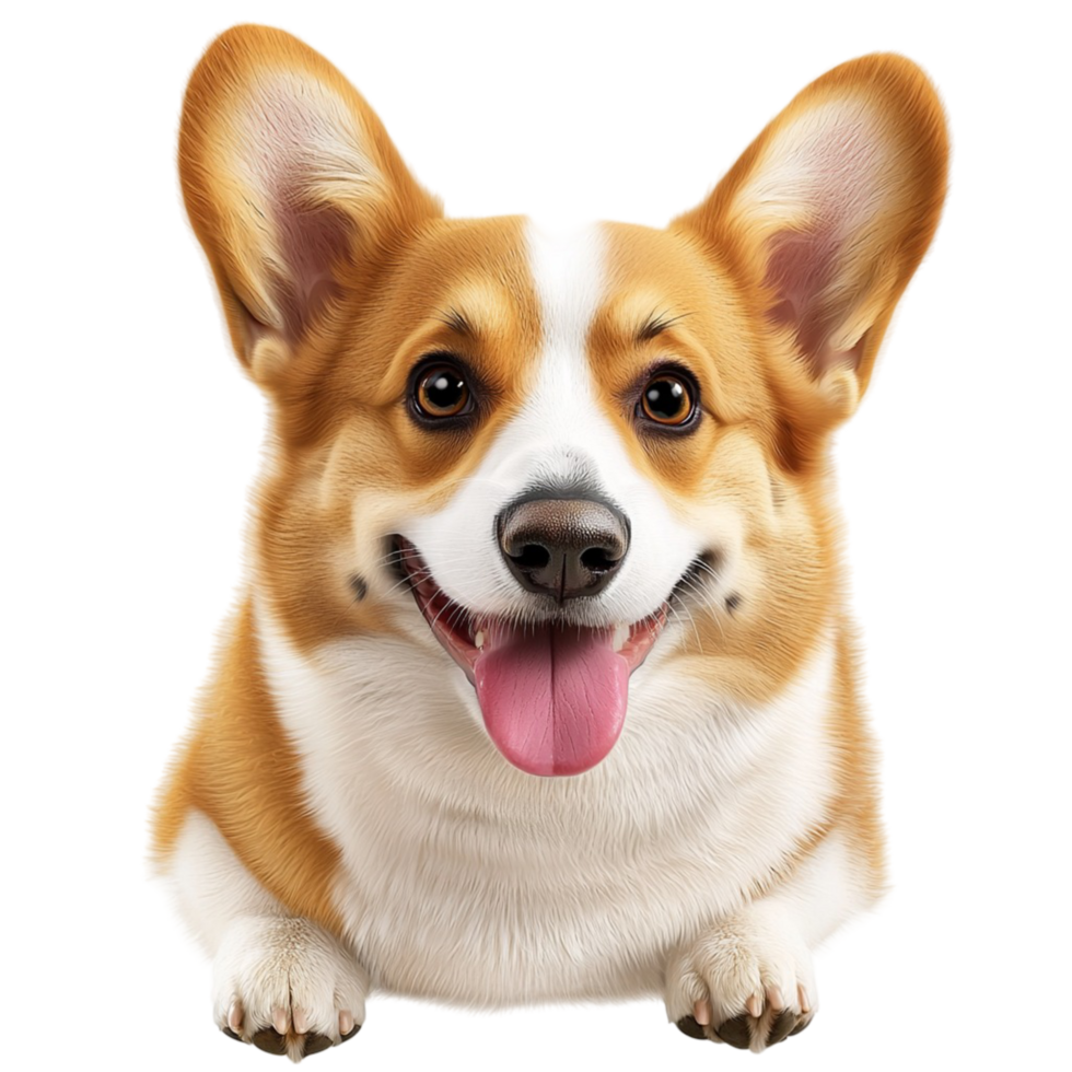 Happy corgi dog perked ears a joyful expression png