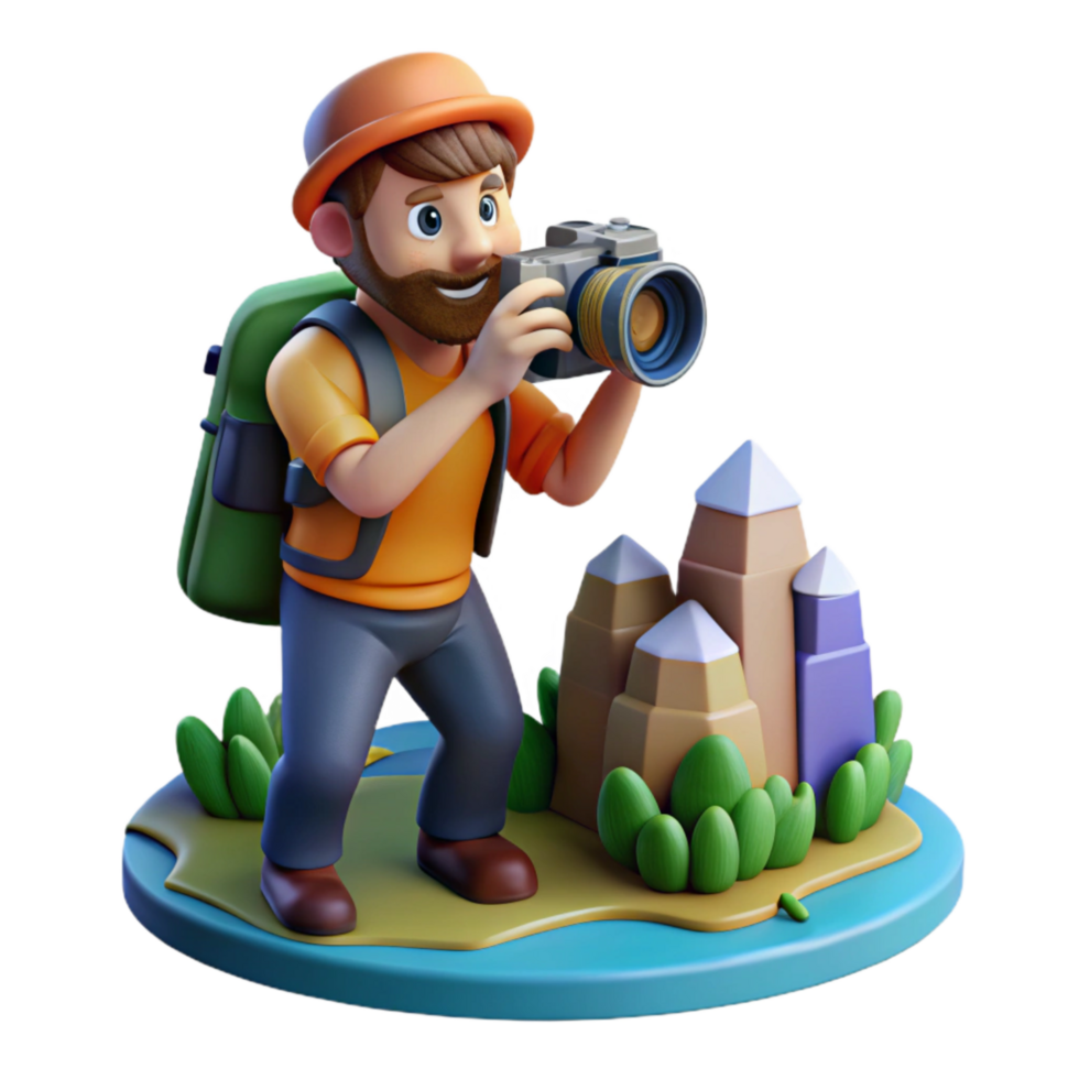 extraordinary traditional Photographer Taking Landscape Photo Transparent Background premium png
