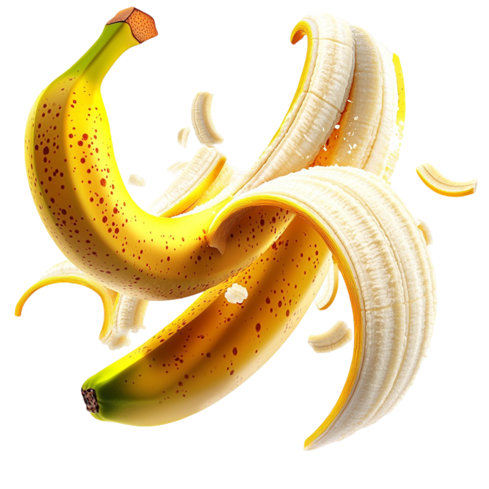 ripe banana peeling open a vibrant yellow color png