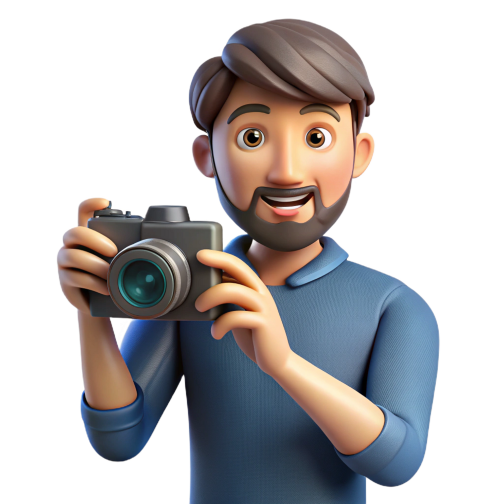 extraordinary creative Photographer Taking Selfie with Camera Transparent Background premium png