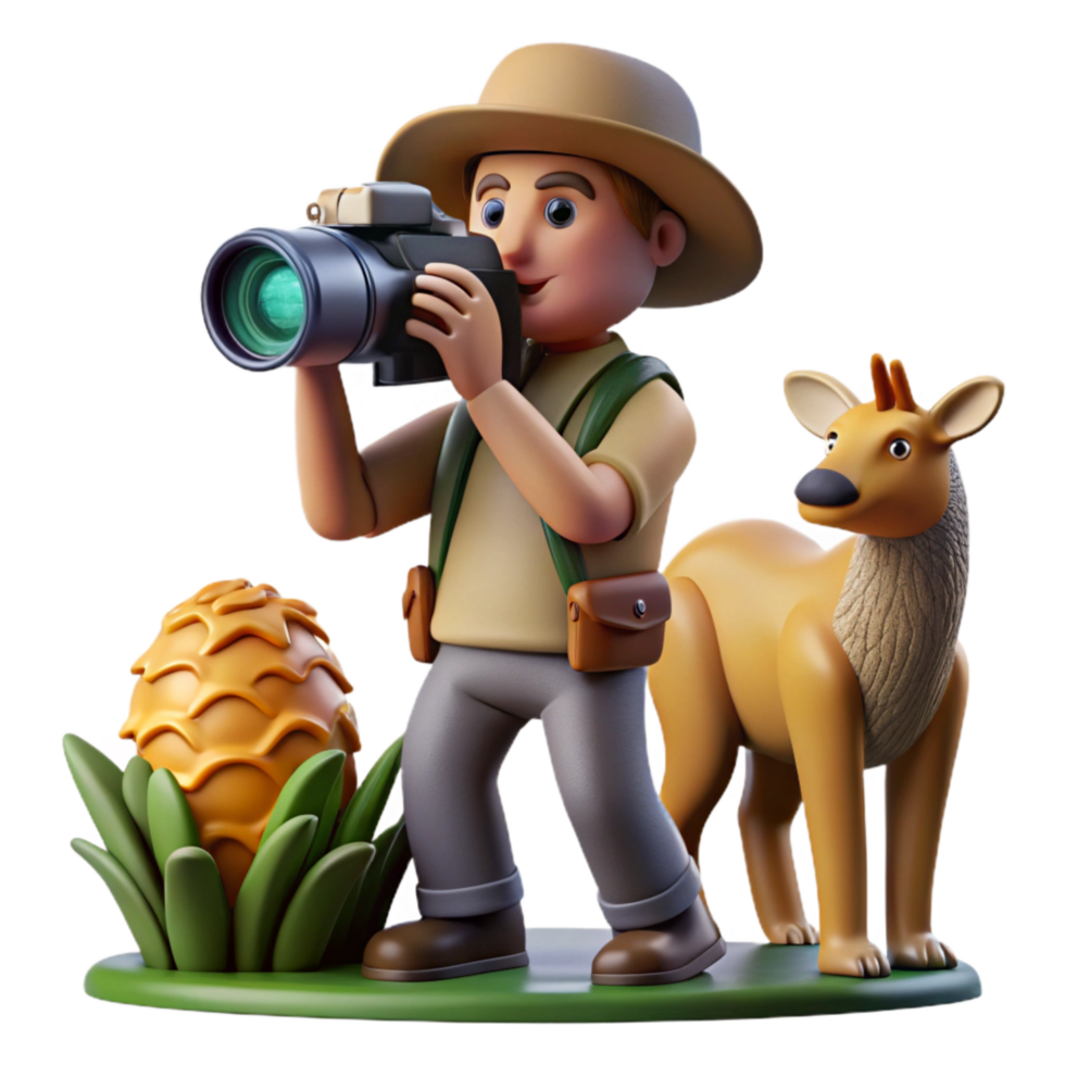 impressive contemporary Photographer with Backpack and Camera Cutout detailed png