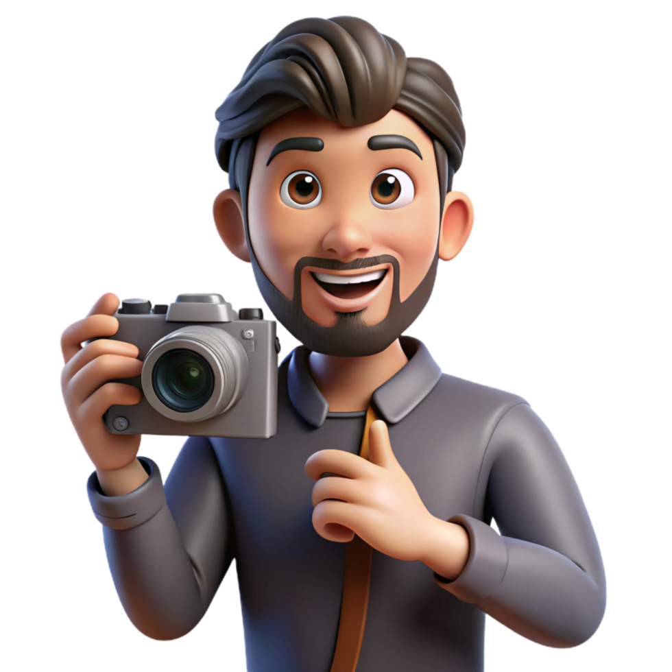 elegant modern Photographer Taking Selfie with Camera Transparent Background high resolution png