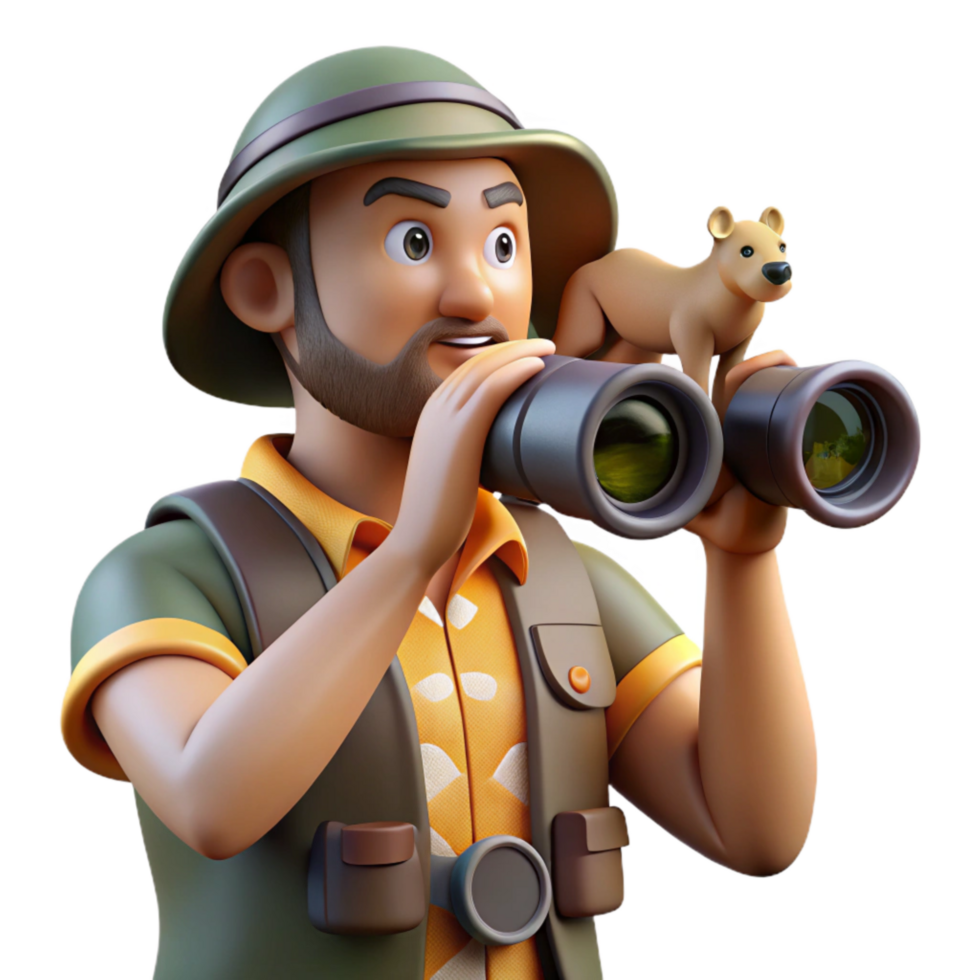 extraordinary creative Photographer with Binoculars Spotting Wildlife Cutout exclusive png