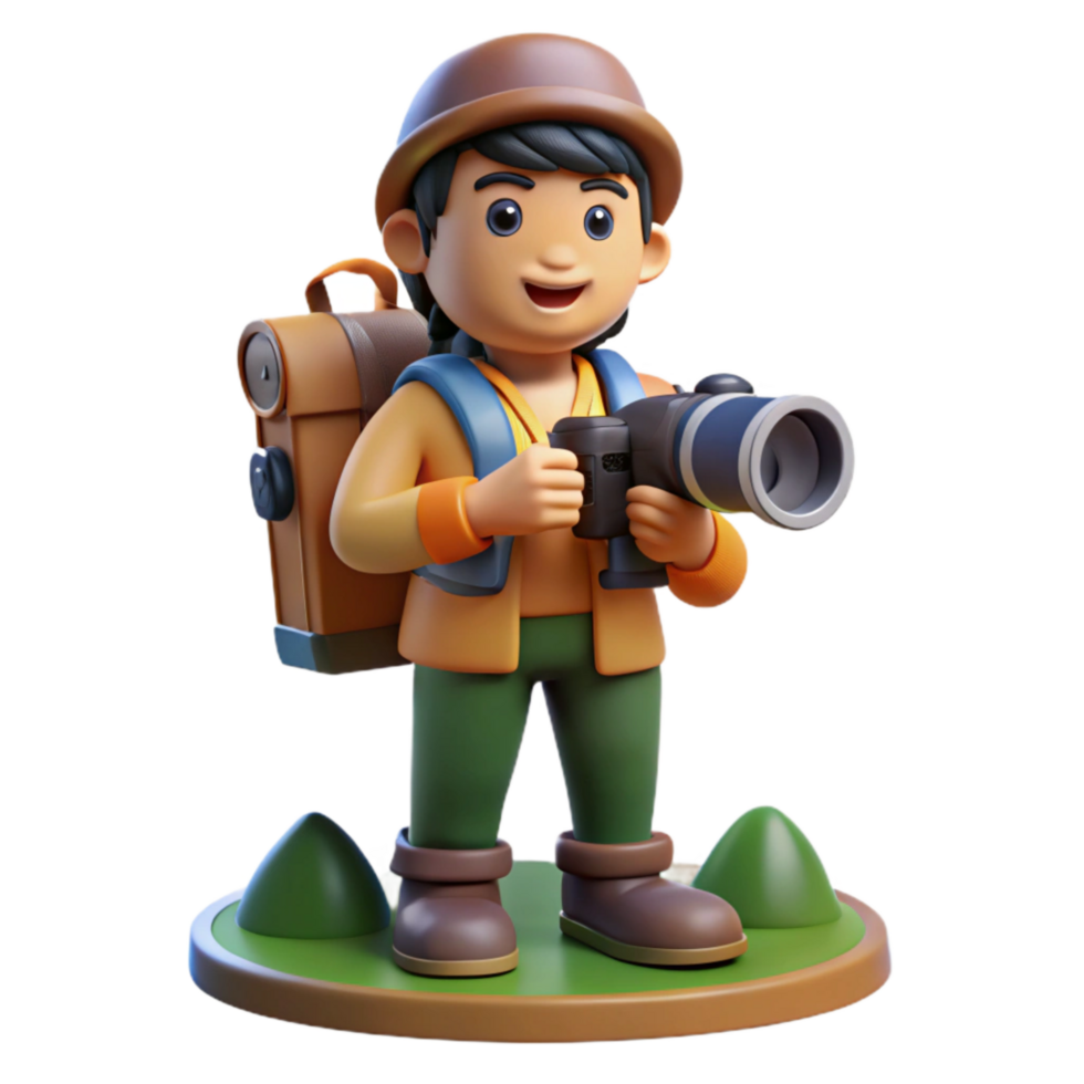 magnificent rustic Photographer with Camera and Backpack Hiking Cutout exclusive png