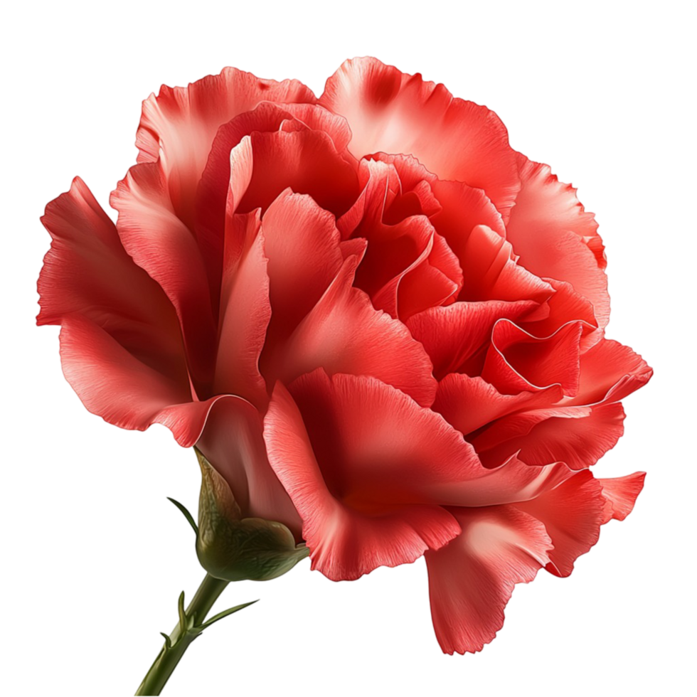 Beautiful red carnation flower delicate ruffled petals png