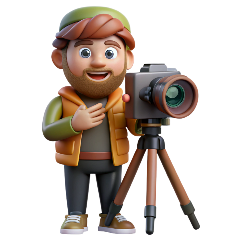 wonderful traditional Photographer with Camera and Backpack Hiking Cutout high resolution png