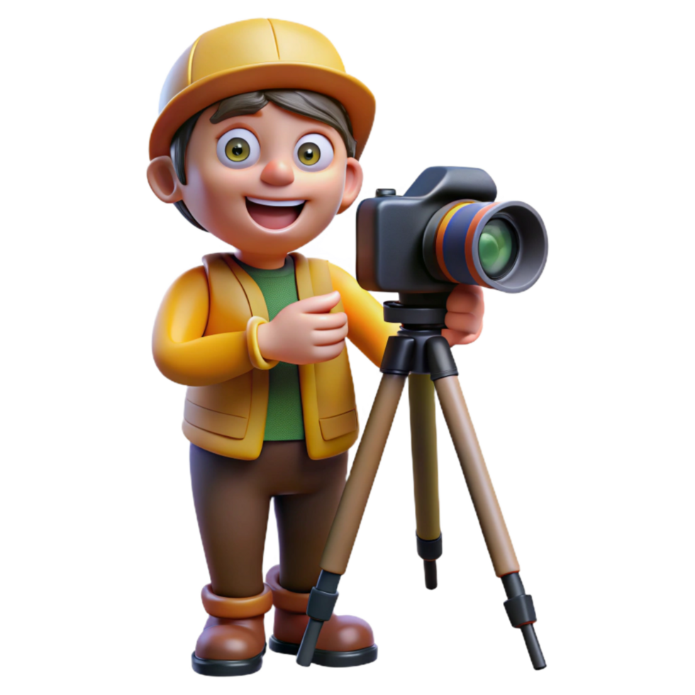 elegant minimalist Photographer with Camera and Backpack Hiking Cutout high quality png