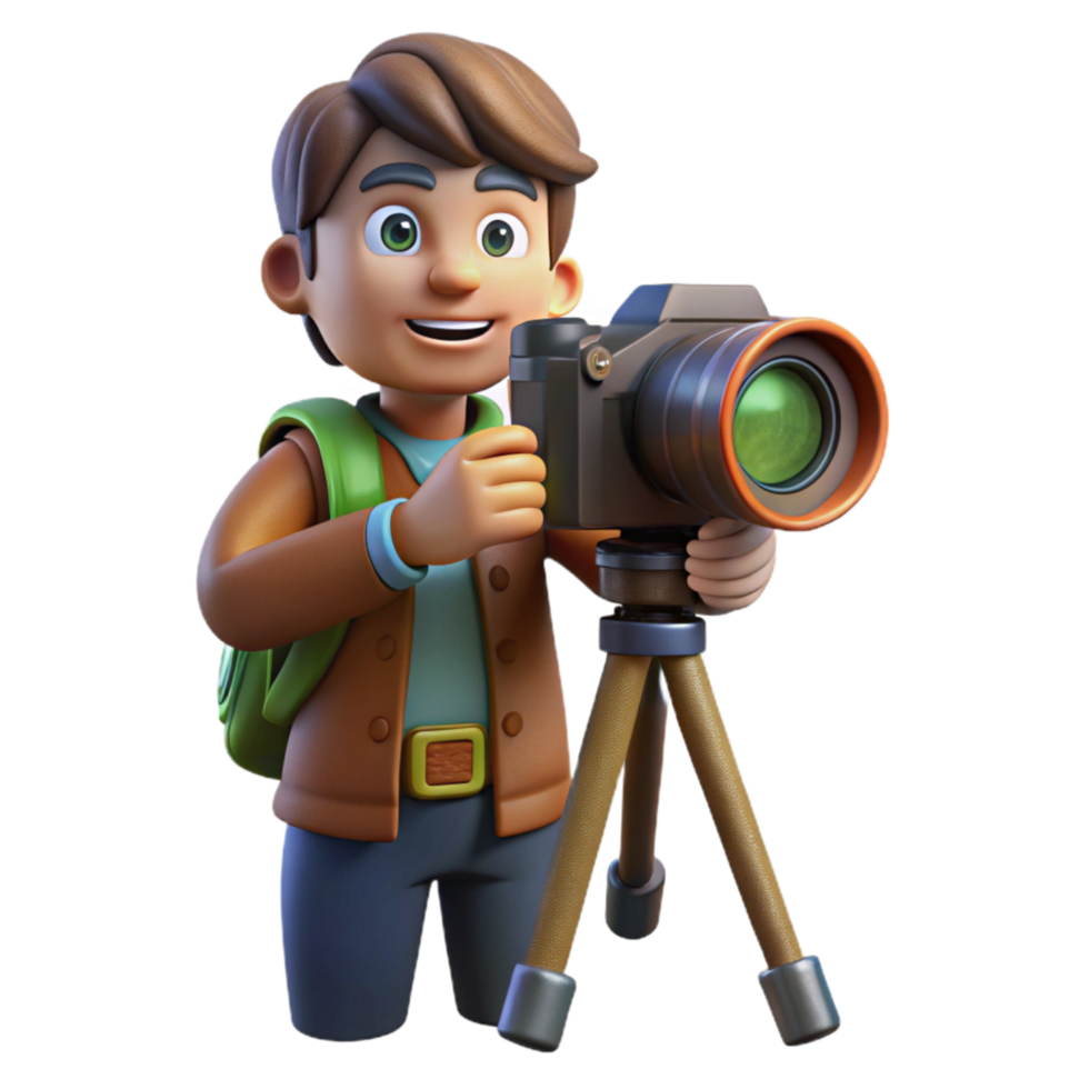 dramatic rustic Photographer with Camera and Backpack Hiking Cutout detailed png