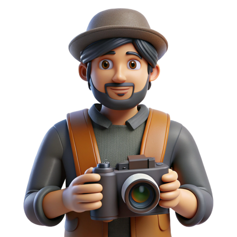 magnificent classic Photographer with Camera Bag Cutout png