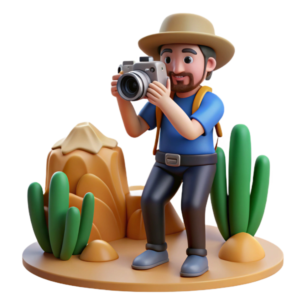 impressive minimalist Photographer with Camera Capturing Mountain Landscape detailed png