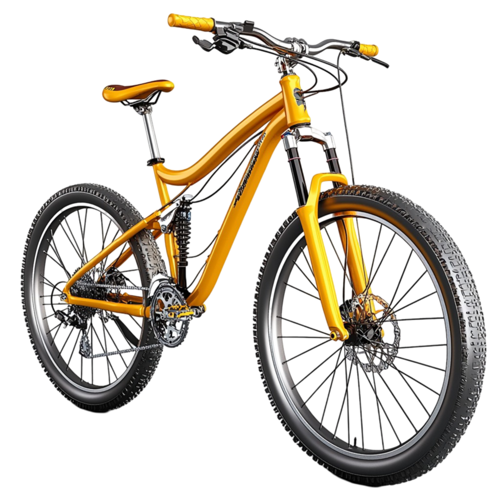 High performance yellow mountain bike tires a sleek frame png