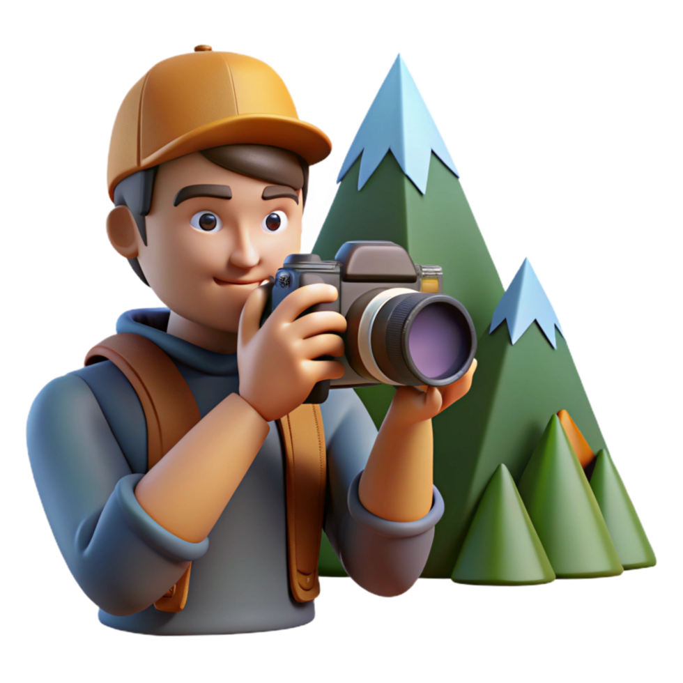 serene modern Photographer with Camera Capturing Mountain Landscape original png