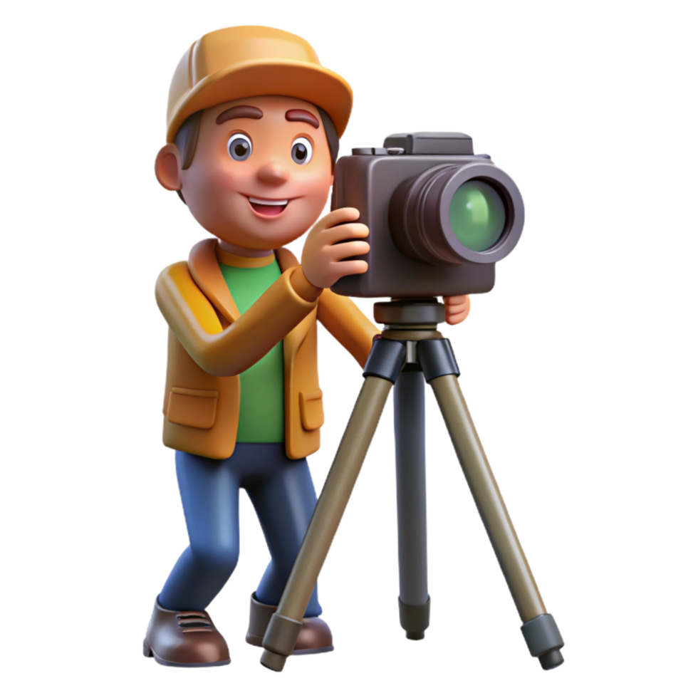 serene minimalist Photographer with Camera on Beach Cutout premium png