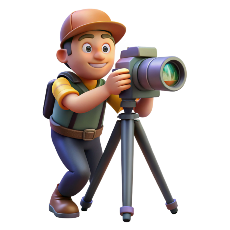 vibrant traditional Photographer with Camera on Beach Cutout detailed png
