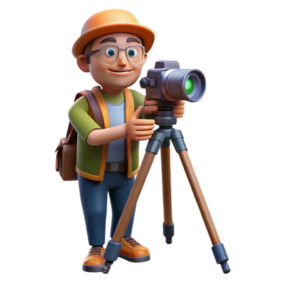 stunning artistic Photographer with Tripod Cutout high quality png