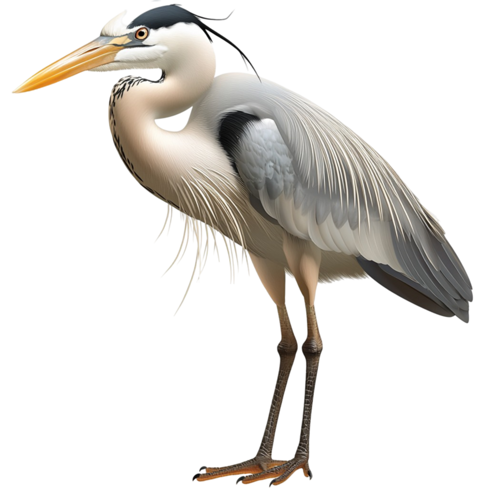 Majestic heron bird sting tall gray feathers png