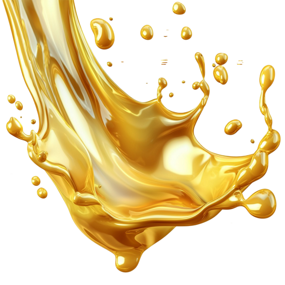 Shiny golden splashing dynamically in mid air png