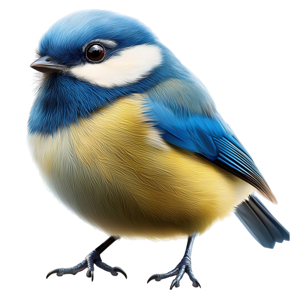 Small blue yellow bird feathers a sharp beak png
