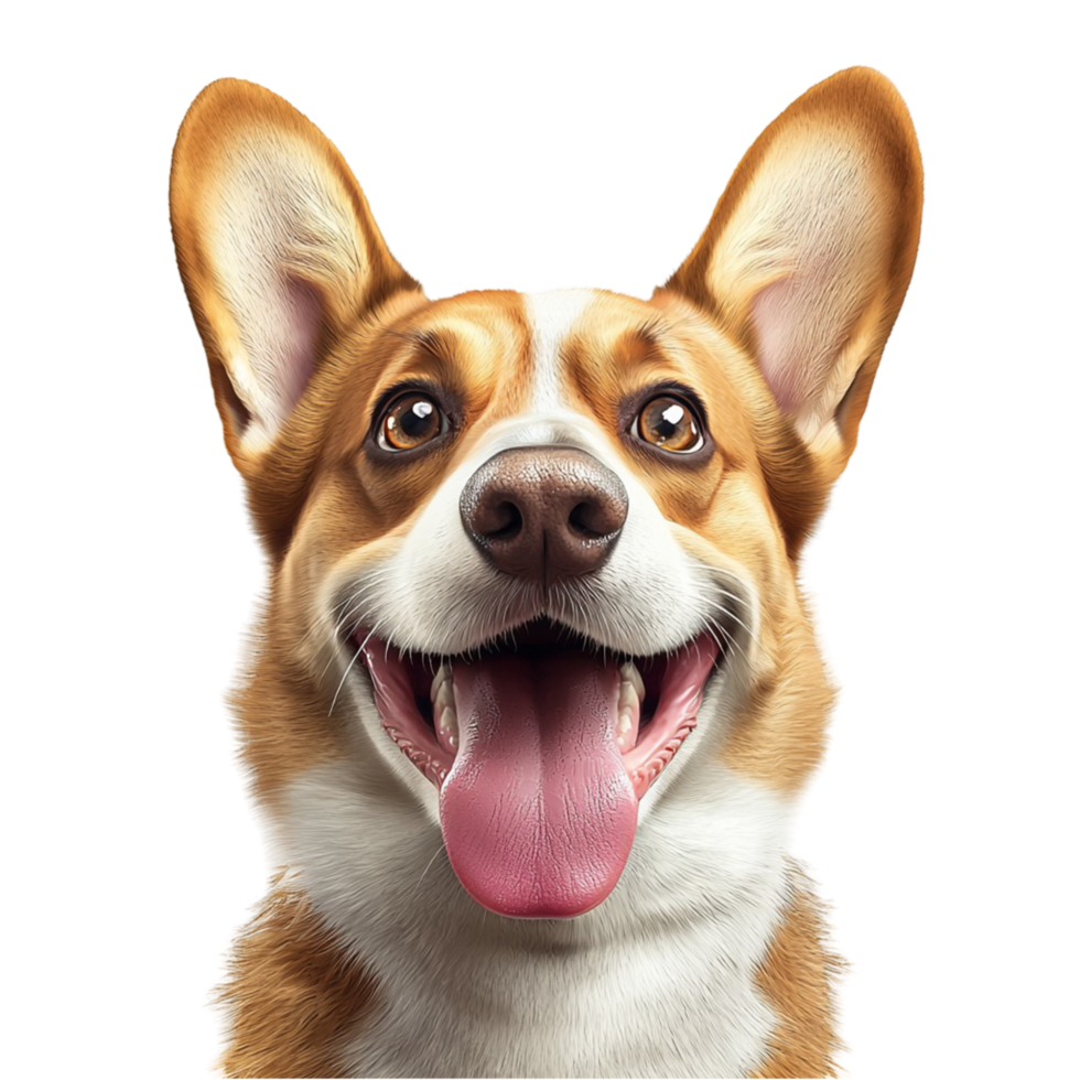 Happy corgi dog a big smile tongue sticking out png