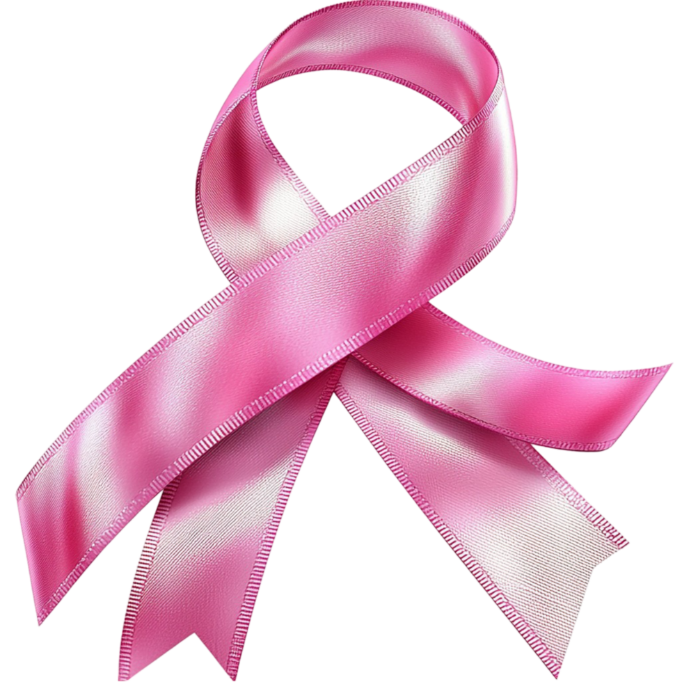 Pink ribbon folded into a loop as a symbol of awareness png