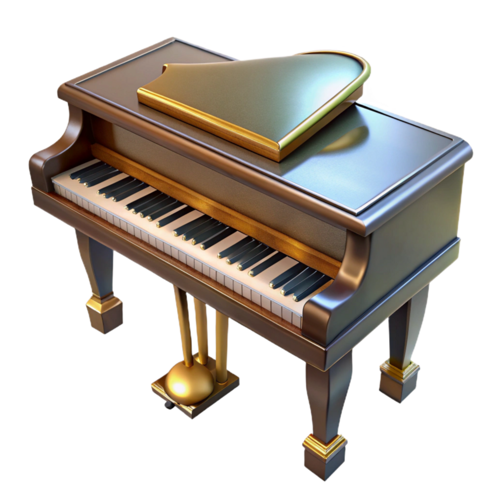 serene contemporary Piano Pedals Three Pedal Design Brass Finish Transparent Background high resolution png