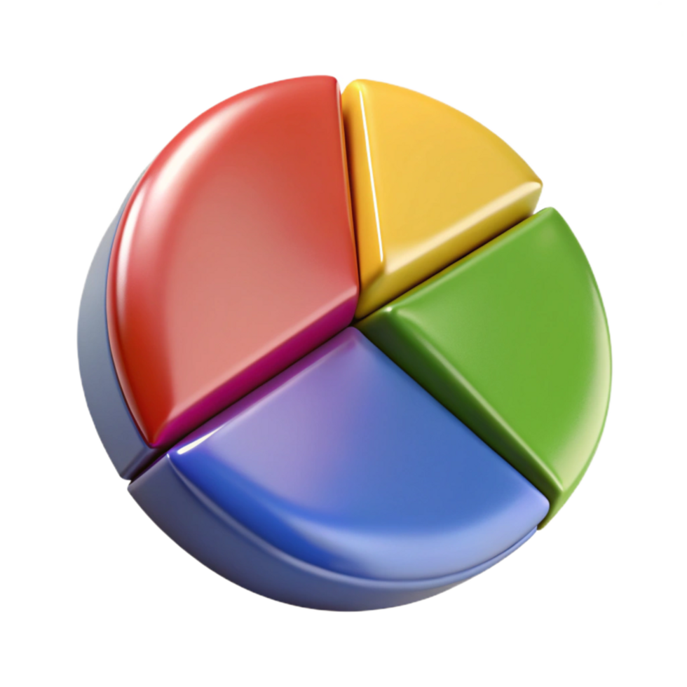 serene abstract Pie Chart with Colorful Segments Transparent Background professional png