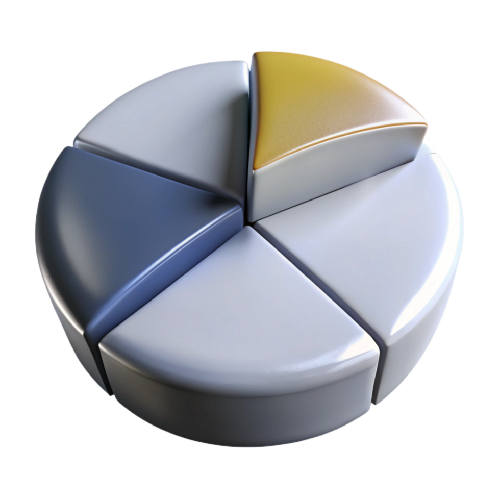 beautiful classic Pie Chart with Monochromatic Segments Transparent Background authentic png