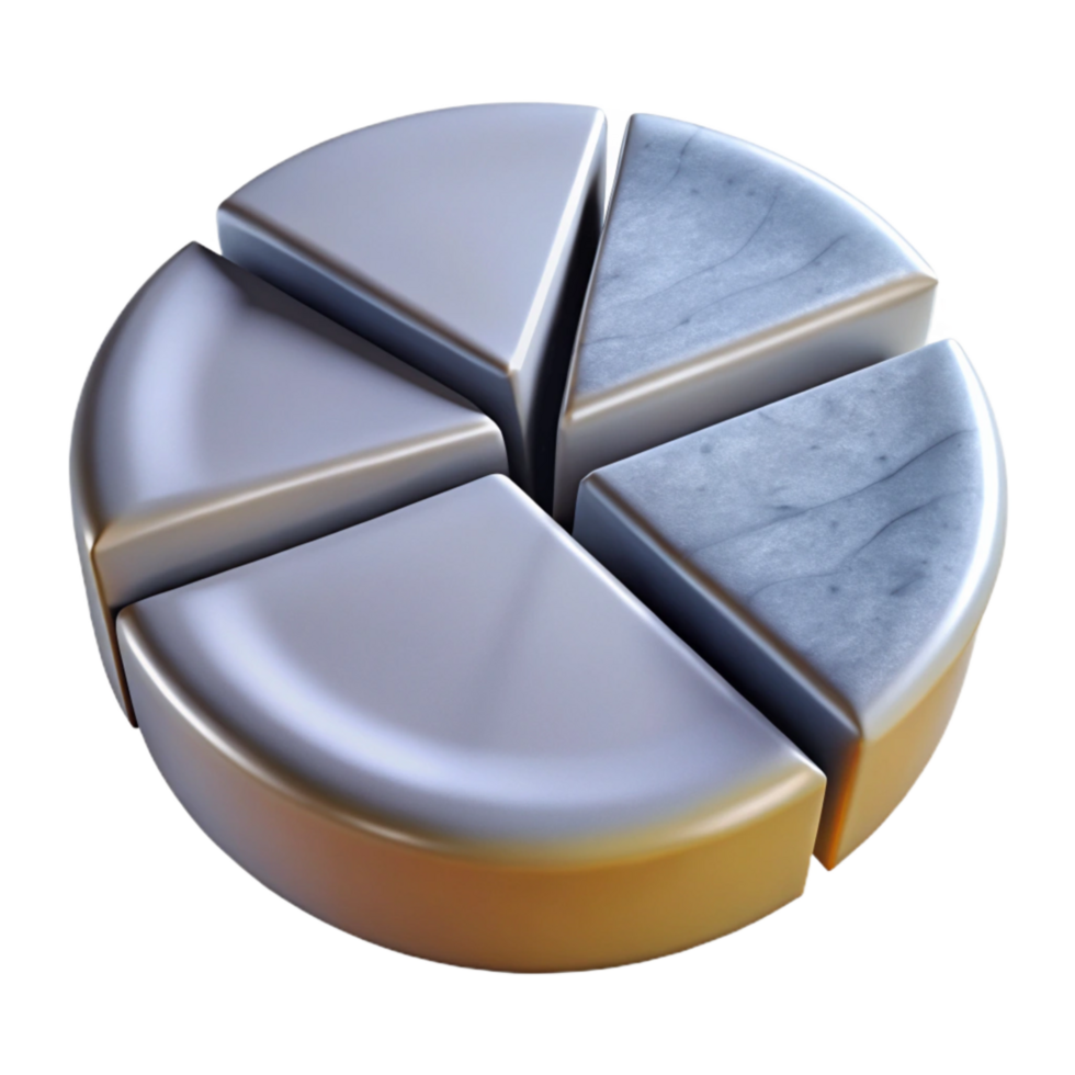stunning creative Pie Chart with Monochromatic Segments Transparent Background detailed png