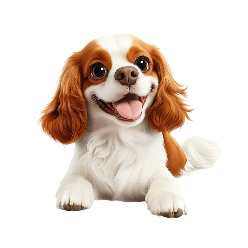 Adorable Cavalier King Charles Spaniel puppy big brown eyes a happy expression png