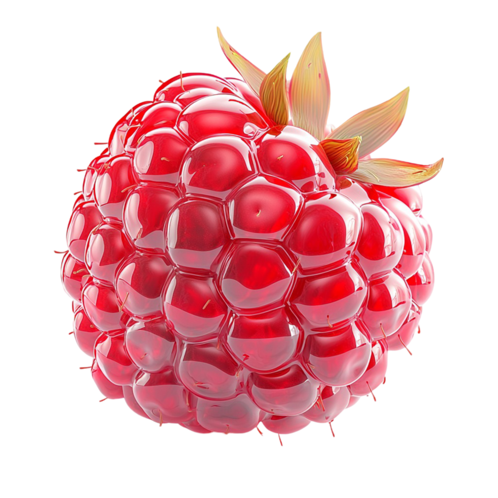 Plump juicy raspberry a red color a bumpy texture png