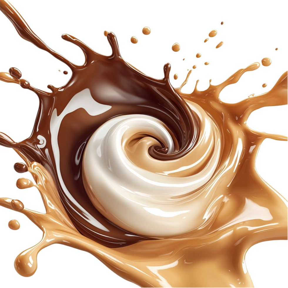 Swirling mix of chocolate cream blending into a pattern png