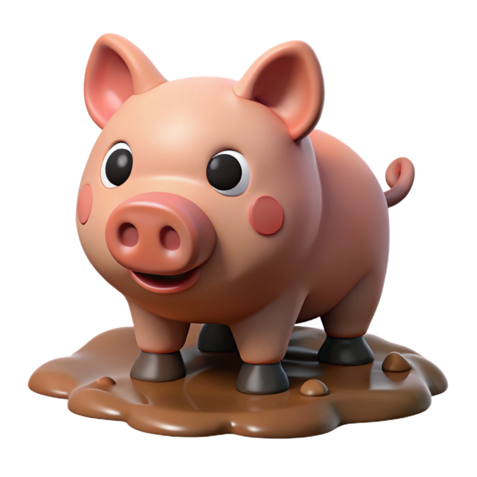 serene classic Pig in Mud Isolated Cutout Element png