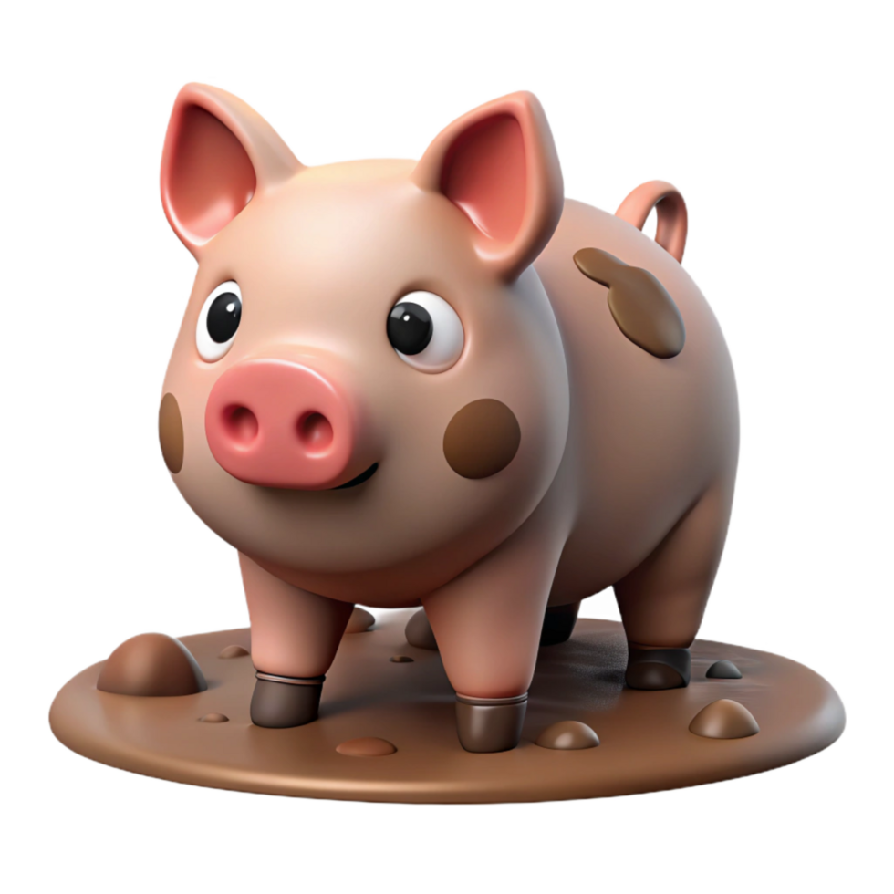 vibrant minimalist Pig in Mud Isolated Cutout Element professional png