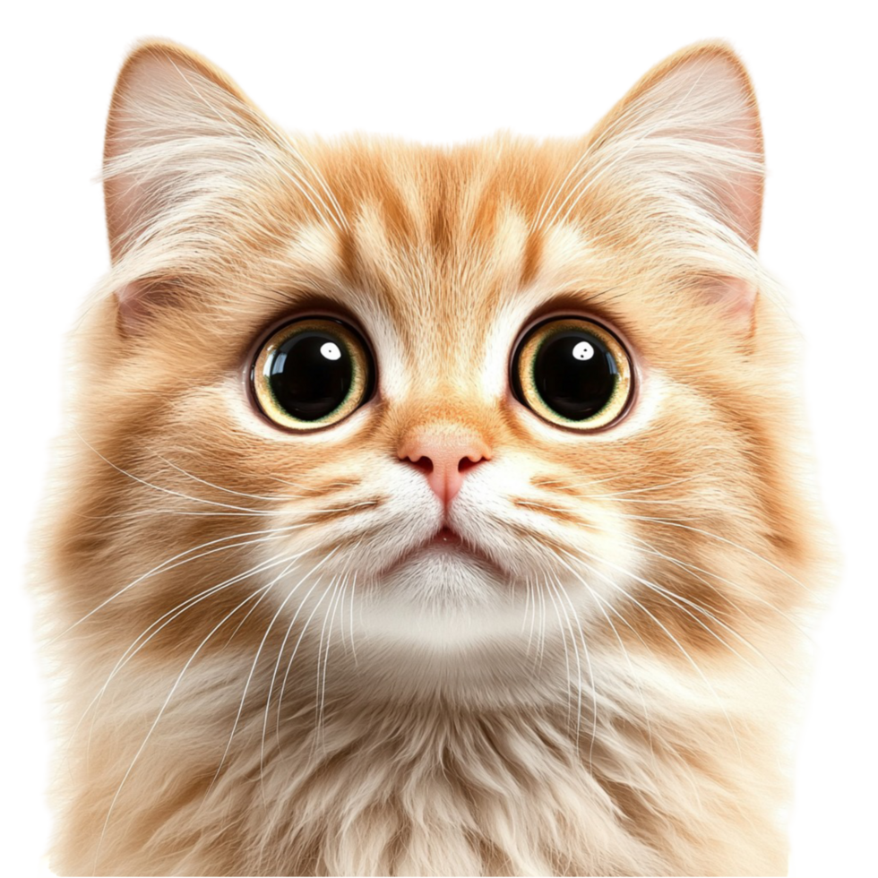 Cute fluffy kitten orange fur big curious eyes png