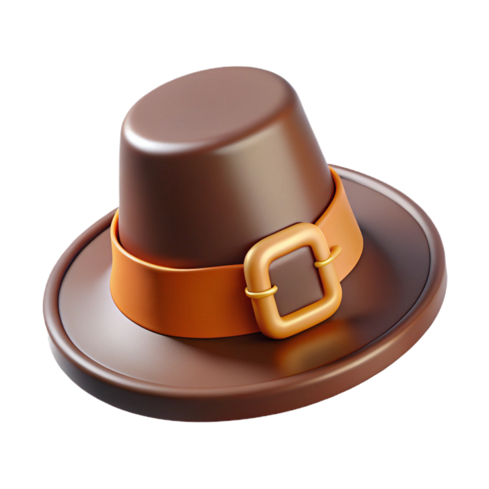impressive artistic Pilgrim Hat with Buckle Isolated on White png