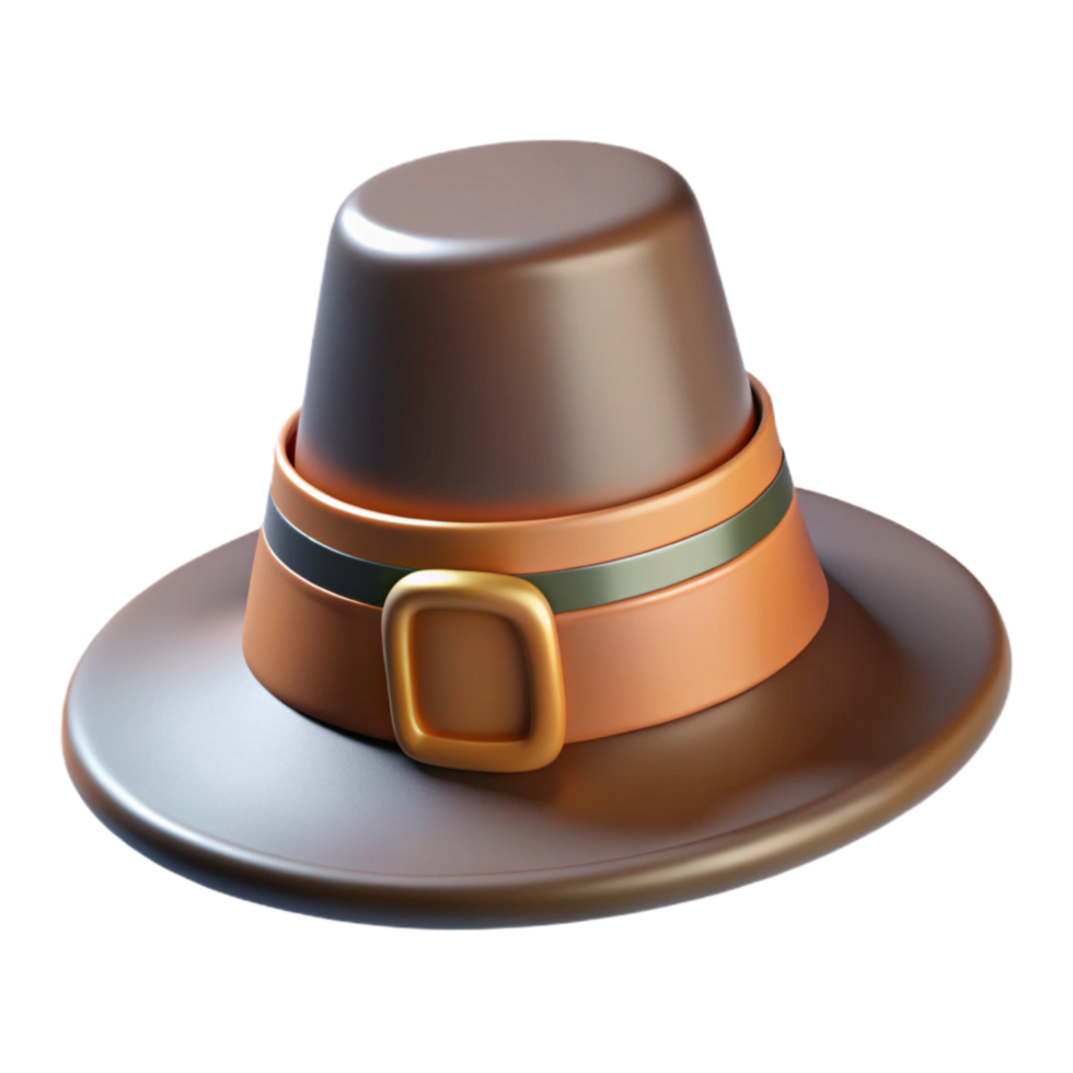 beautiful traditional Pilgrim Hat with Buckle Isolated on White genuine png