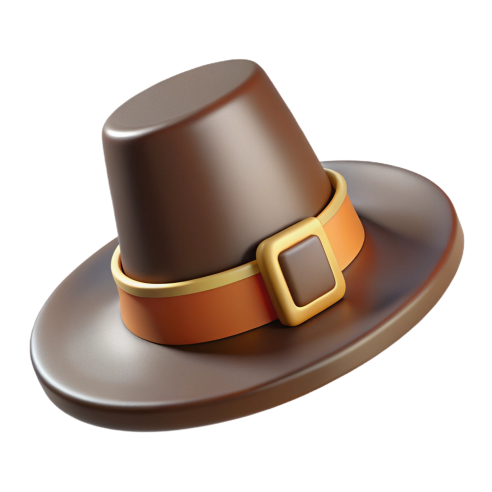 wonderful creative Pilgrim Hat with Buckle Isolated on White authentic png