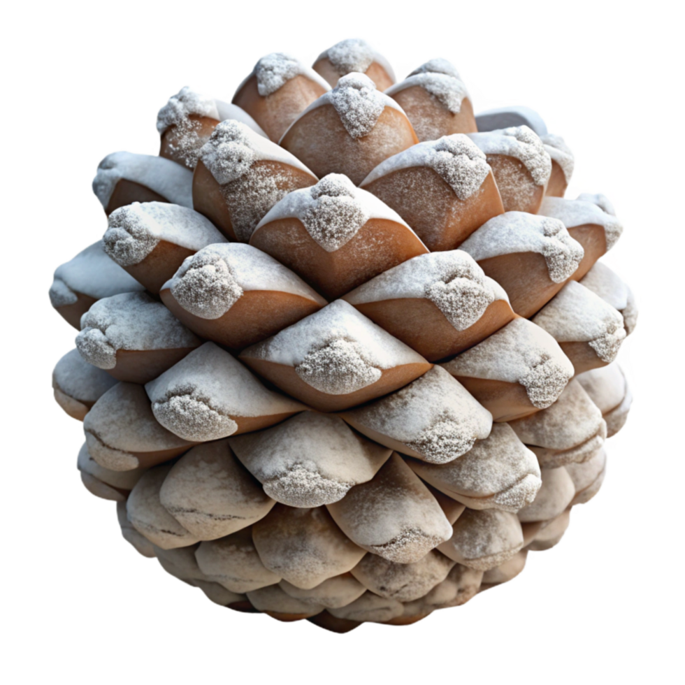 magnificent rustic Pine Cone with Snow Dusting Transparent Background Cutout authentic png