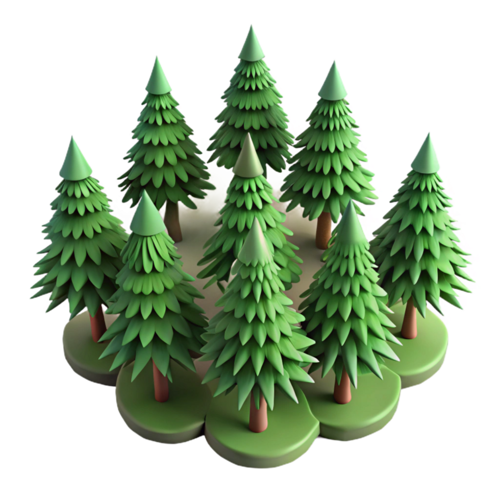 wonderful vintage Pine Tree Forest Top View Isolated Element authentic png